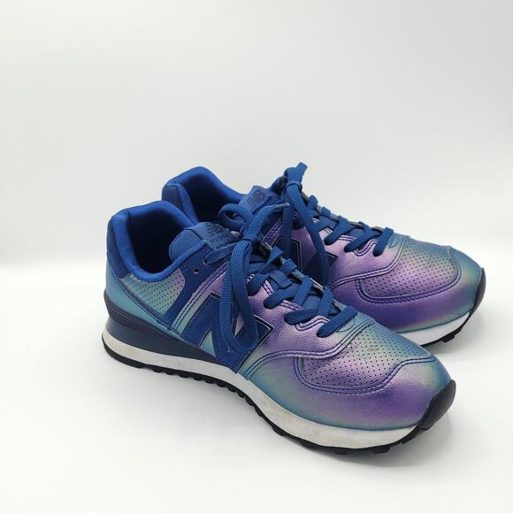 New Balance 574 Iridescent blue purple WL574KSD women's size 8.5 - Picture 3 of 9